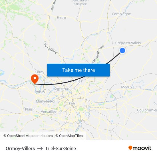 Ormoy-Villers to Triel-Sur-Seine map