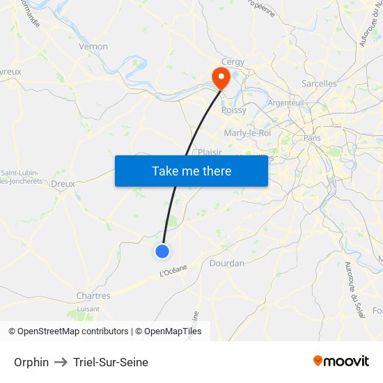 Orphin to Triel-Sur-Seine map