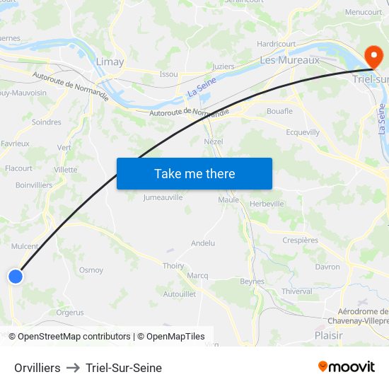 Orvilliers to Triel-Sur-Seine map