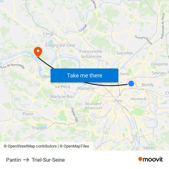 Pantin to Triel-Sur-Seine map