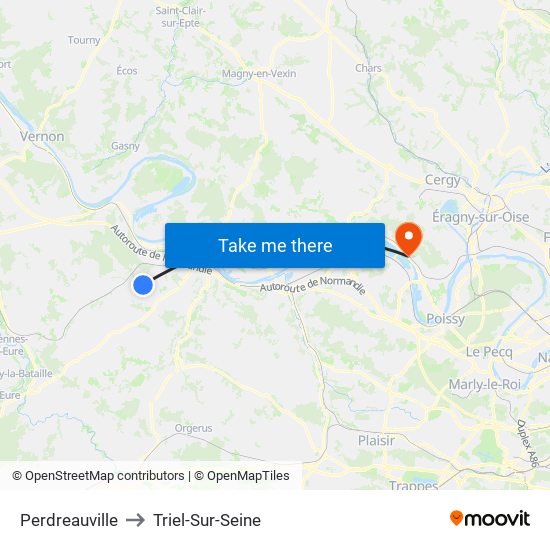 Perdreauville to Triel-Sur-Seine map