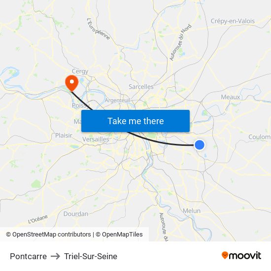 Pontcarre to Triel-Sur-Seine map
