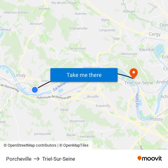 Porcheville to Triel-Sur-Seine map