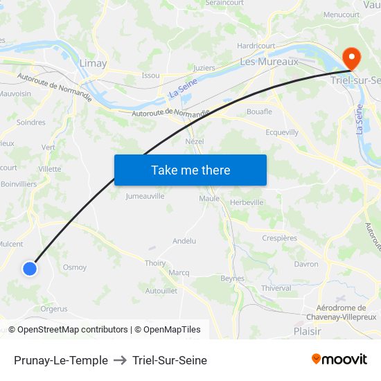 Prunay-Le-Temple to Triel-Sur-Seine map