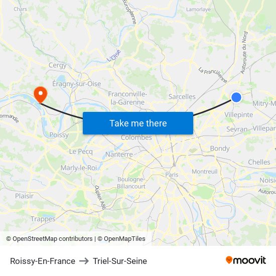 Roissy-En-France to Triel-Sur-Seine map