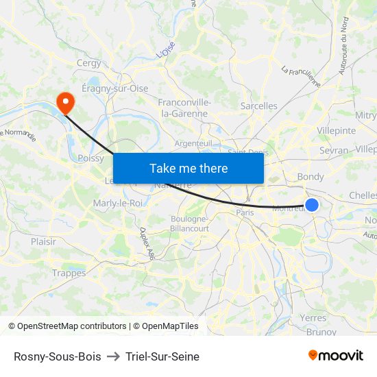 Rosny-Sous-Bois to Triel-Sur-Seine map