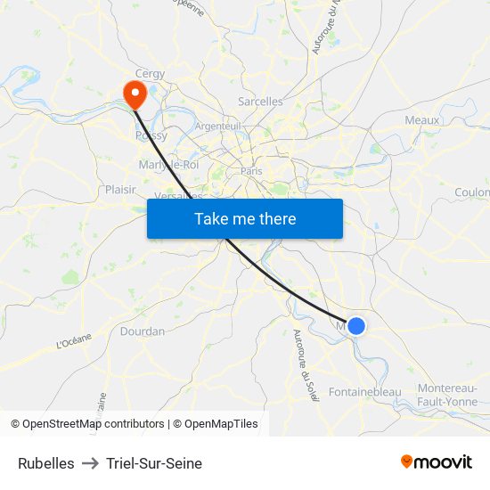 Rubelles to Triel-Sur-Seine map