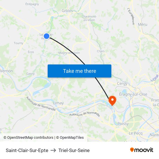 Saint-Clair-Sur-Epte to Triel-Sur-Seine map
