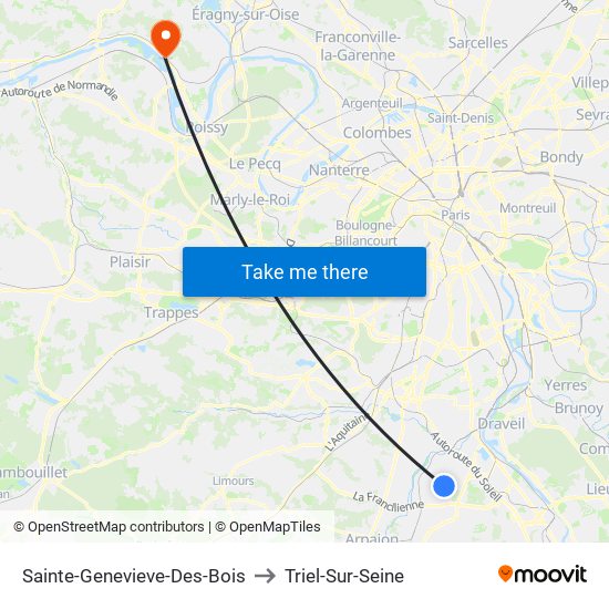 Sainte-Genevieve-Des-Bois to Triel-Sur-Seine map