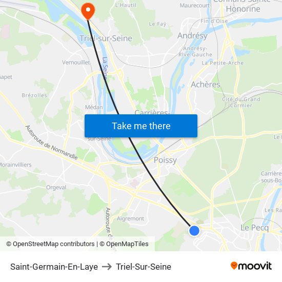 Saint-Germain-En-Laye to Triel-Sur-Seine map