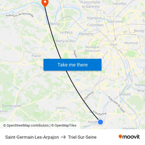 Saint-Germain-Les-Arpajon to Triel-Sur-Seine map