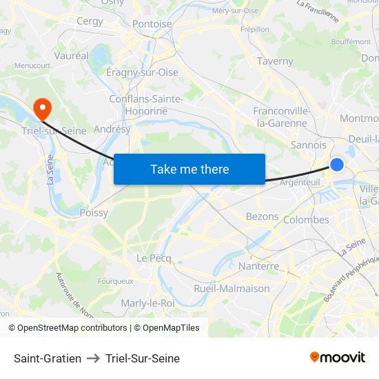Saint-Gratien to Triel-Sur-Seine map