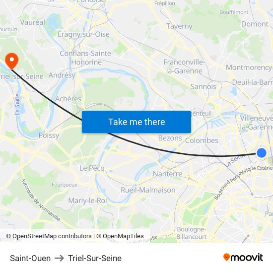 Saint-Ouen to Triel-Sur-Seine map