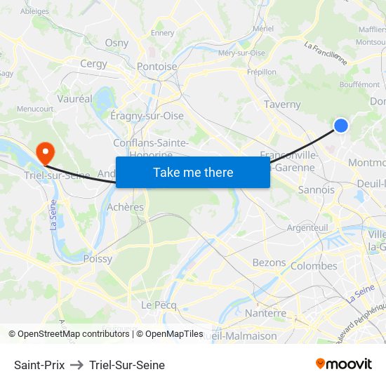Saint-Prix to Triel-Sur-Seine map