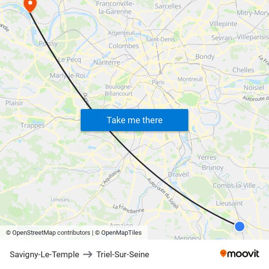 Savigny-Le-Temple to Triel-Sur-Seine map