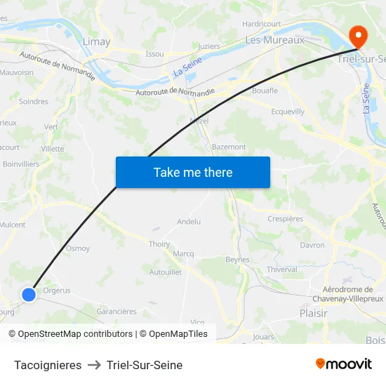 Tacoignieres to Triel-Sur-Seine map