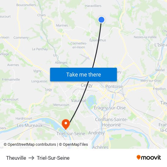 Theuville to Triel-Sur-Seine map