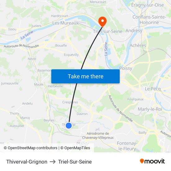Thiverval-Grignon to Triel-Sur-Seine map