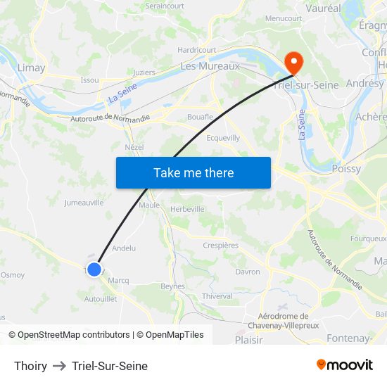 Thoiry to Triel-Sur-Seine map
