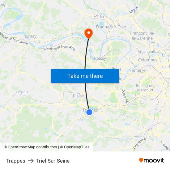 Trappes to Triel-Sur-Seine map