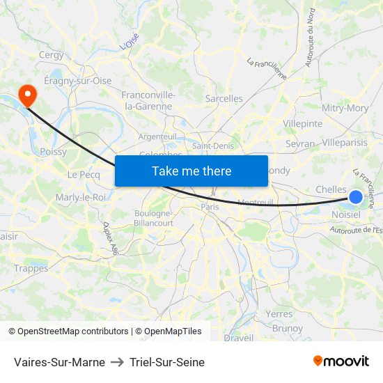 Vaires-Sur-Marne to Triel-Sur-Seine map