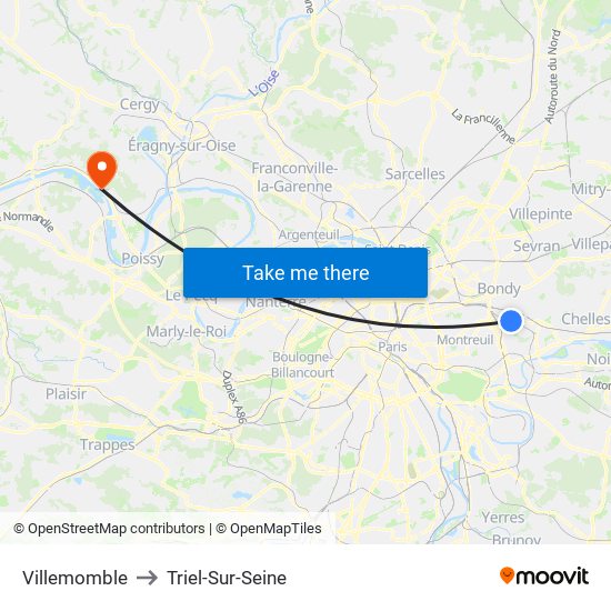 Villemomble to Triel-Sur-Seine map