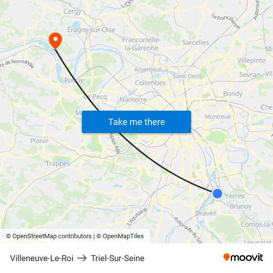 Villeneuve-Le-Roi to Triel-Sur-Seine map