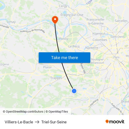 Villiers-Le-Bacle to Triel-Sur-Seine map
