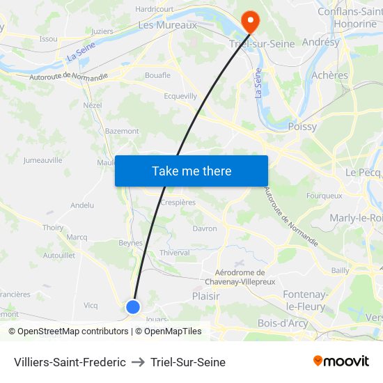 Villiers-Saint-Frederic to Triel-Sur-Seine map