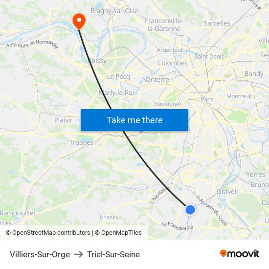 Villiers-Sur-Orge to Triel-Sur-Seine map