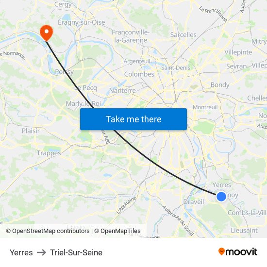 Yerres to Triel-Sur-Seine map