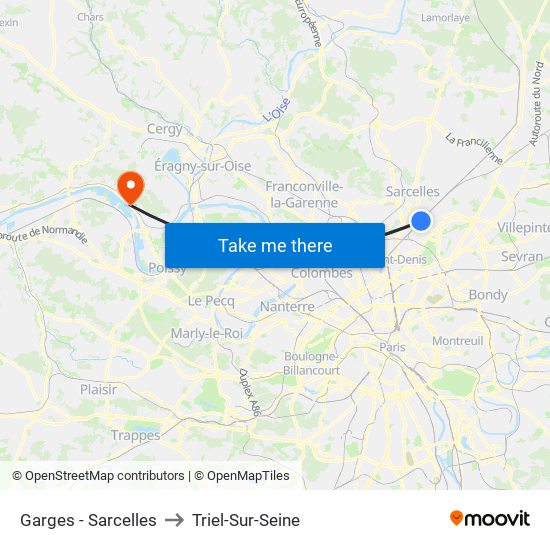 Garges - Sarcelles to Triel-Sur-Seine map