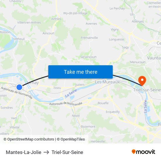Mantes-La-Jolie to Triel-Sur-Seine map
