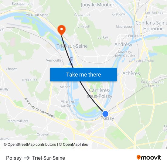 Poissy to Triel-Sur-Seine map