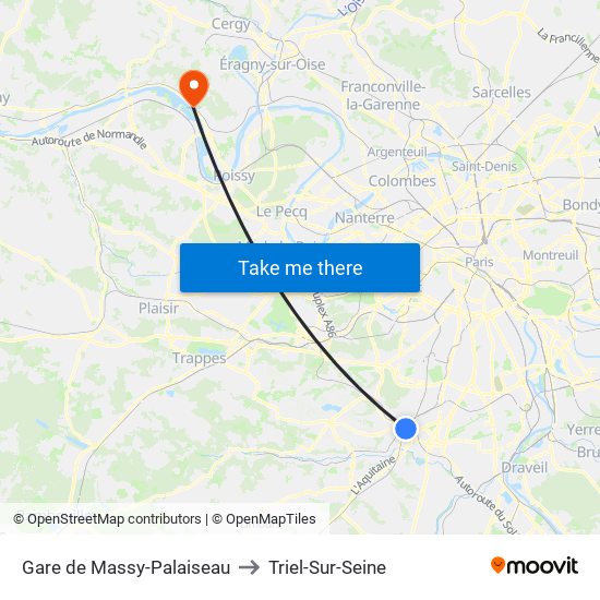 Gare de Massy-Palaiseau to Triel-Sur-Seine map