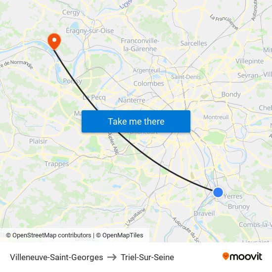 Villeneuve-Saint-Georges to Triel-Sur-Seine map