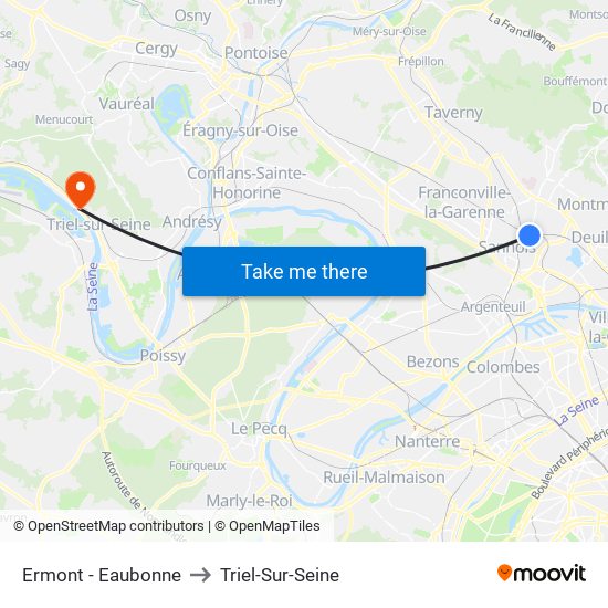 Ermont - Eaubonne to Triel-Sur-Seine map