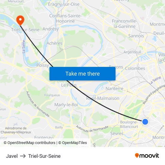 Javel to Triel-Sur-Seine map