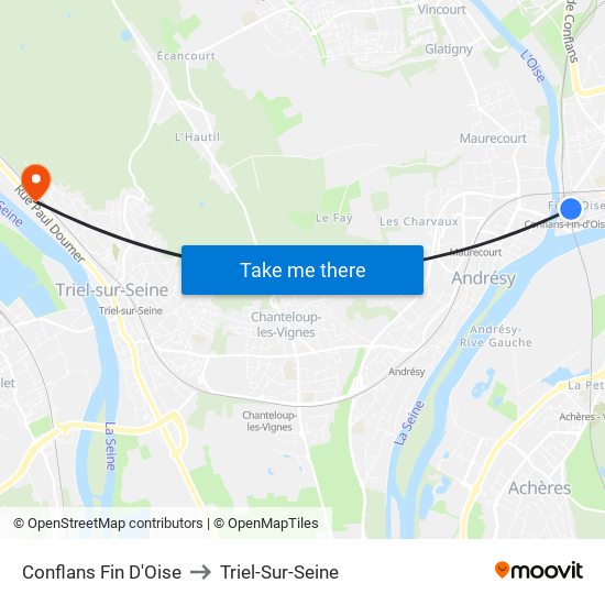 Conflans Fin D'Oise to Triel-Sur-Seine map