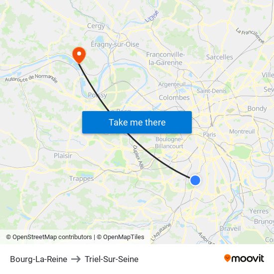 Bourg-La-Reine to Triel-Sur-Seine map