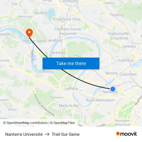 Nanterre Université to Triel-Sur-Seine map