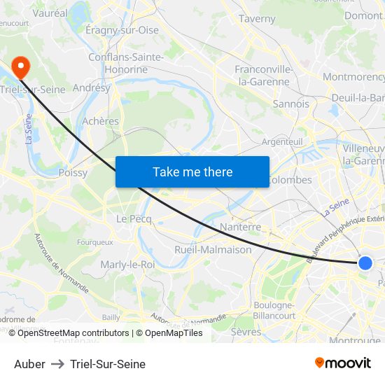 Auber to Triel-Sur-Seine map