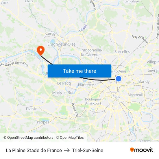 La Plaine Stade de France to Triel-Sur-Seine map