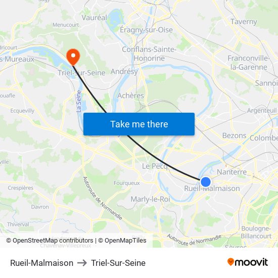 Rueil-Malmaison to Triel-Sur-Seine map