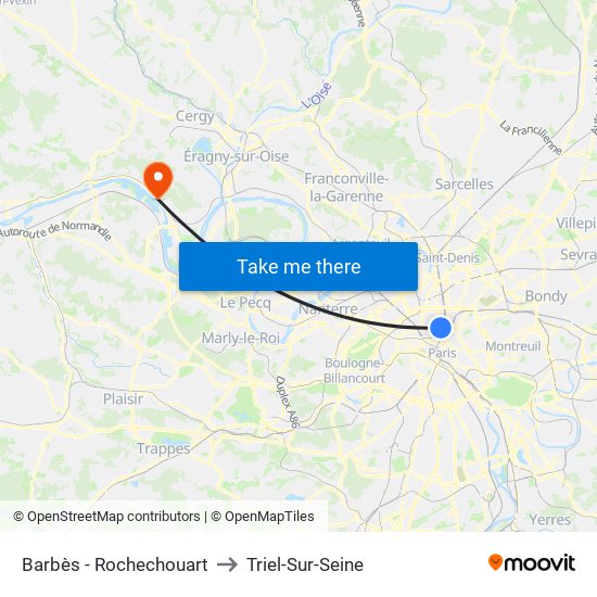 Barbès - Rochechouart to Triel-Sur-Seine map