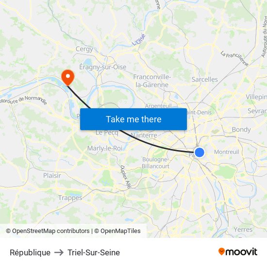 République to Triel-Sur-Seine map