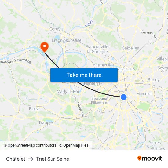 Châtelet to Triel-Sur-Seine map