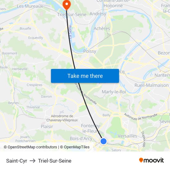 Saint-Cyr to Triel-Sur-Seine map