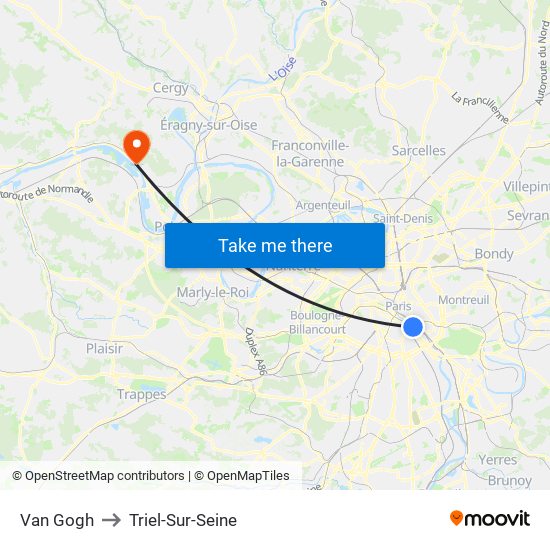 Van Gogh to Triel-Sur-Seine map