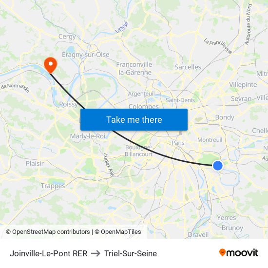 Joinville-Le-Pont RER to Triel-Sur-Seine map